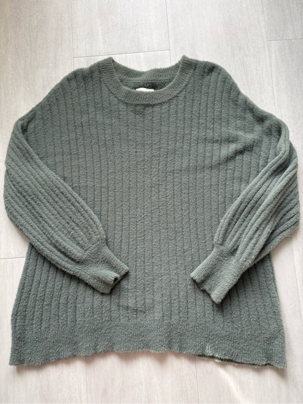 Aerie Ribbed Crewneck Sweater in Moss Green